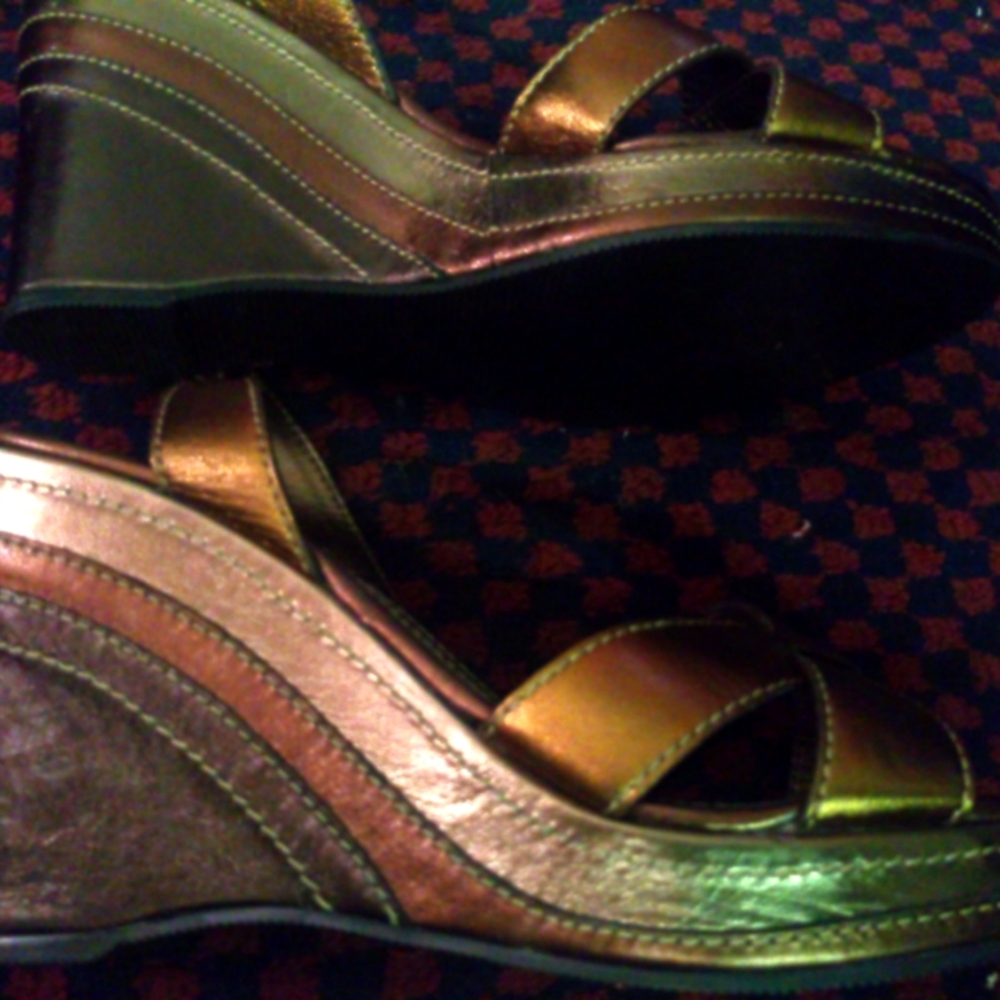 Coach Tri-Color Wedge Heels Size 9